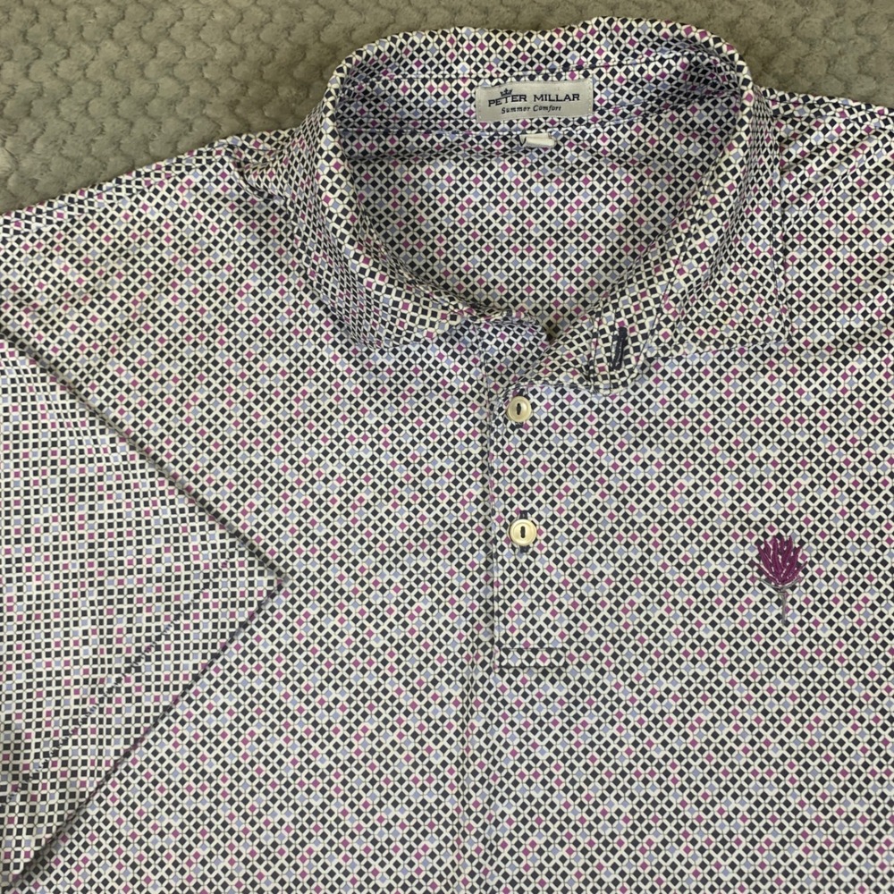 Peter Millar Summer Comfort Polo Mens M Geometric Print Golf MF22EK02S